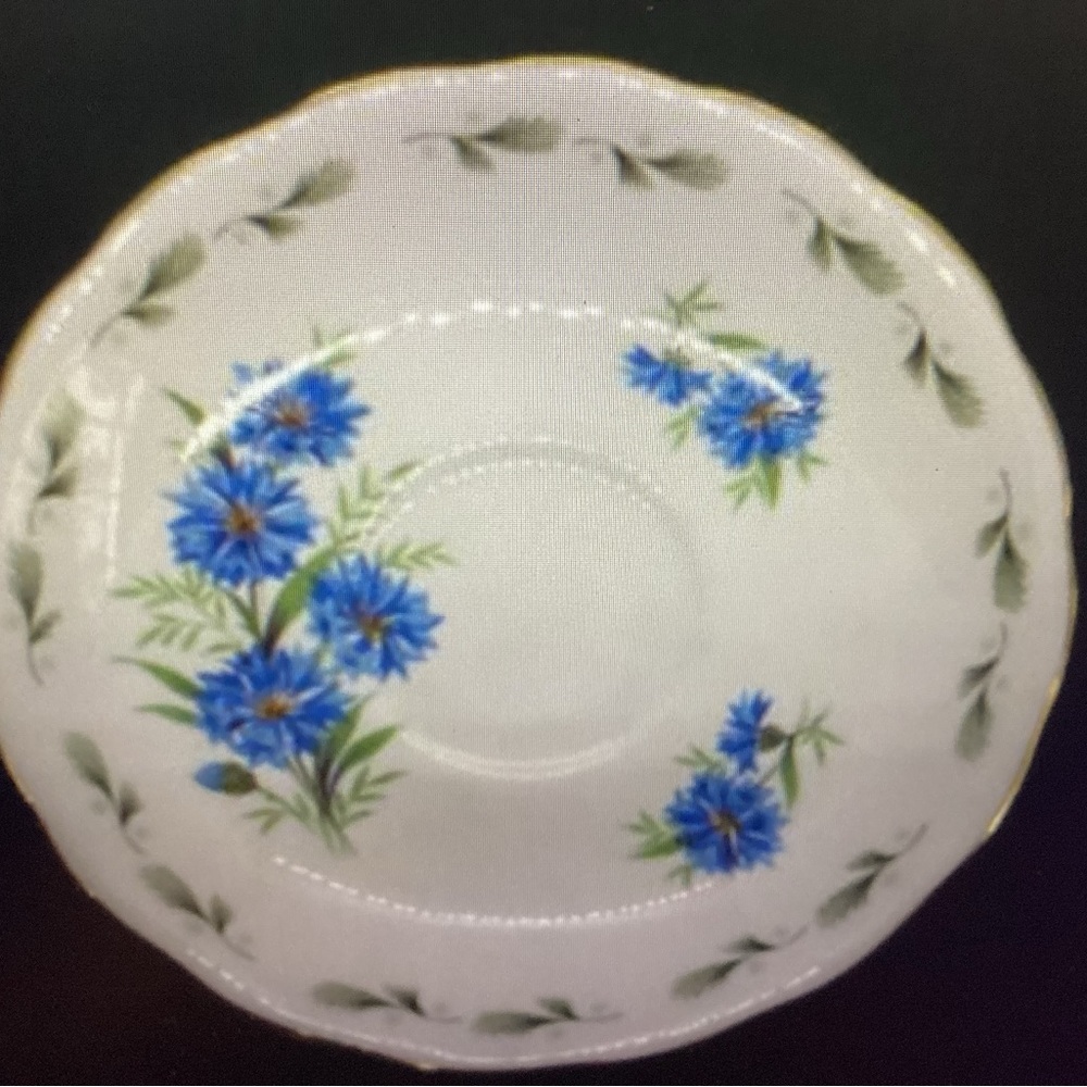 Colclough Vintage Bone China Saucer Blue Bachelor Button Pattern exc condition